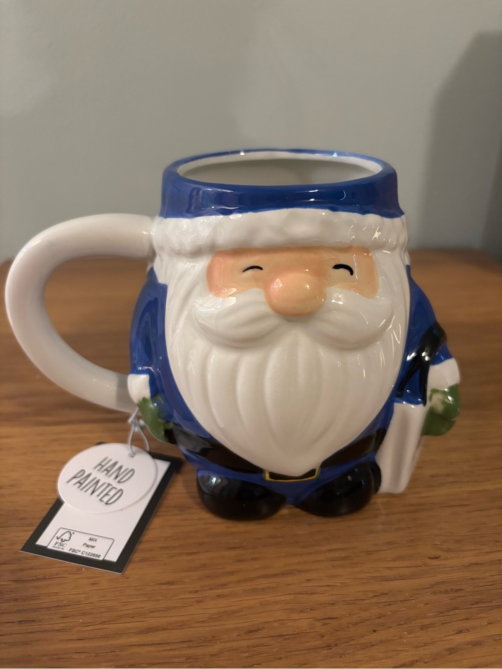 Marshals Hand Painted Blue Santa Ceramic Mug Festive Home Dining New